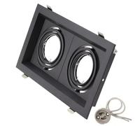 RUEHALF Faretti da soffitto a LED a doppio anello quadrato regolabili GU10 MR16 base portalampada, supporto per telaio (GU10, Double Ring Black)
