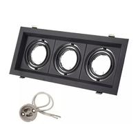 RUEHALF Faretti da soffitto a LED a doppio anello quadrato regolabili GU10 MR16 base portalampada, supporto telaio (GU10, Three Ring Black)