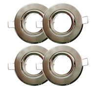 RUEHALF Kit di illuminazione MR11 spazzolato da 4 pezzi con foro da 50 mm e 60 mm GU4 satinato con attacco for lampada da incasso a faccia in giù. Accessori.(Nickel Face)