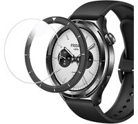 RuenTech Bezel e vetro protettivo compatibile per Xiaomi Watch S3/S4, anello lunetta antigraffio copertura in acciaio inox per Xiaomi Watch S3/S4 accessori (nero, incisione)