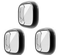 RuenTech Compatibile con Fitbit Versa 3/Fitbit Sense custodia protettiva per il paraurti, protezione completa per il display, accessorio antigraffio (nero+nero+nero)
