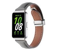 RuenTech Compatibile con Samsung Galaxy Fit 3, cinturino in pelle da uomo, in morbida pelle, per Samsung Galaxy Fit 3 SM-R390, grigio.