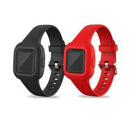 RuenTech Confezione da 2 cinturini compatibili con Garmin Vivofit JR.3 per bambini, cinturino di ricambio in silicone (nero + rosso)