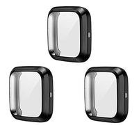 Ruentech Custodia Compatibile con Fitbit Versa 2, Pellicola Protettiva Completa in TPU Morbido, Protezione Schermo Integrale, Compatibile con Fitbit Versa 2 Smartwatch, Slim Plate Case (Nero x 3)