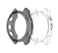 Ruentech Custodia protettiva compatibile con Garmin Fenix 7, set di accessori in TPU protettiva in silicone per la custodia protettiva antiurto e infrangibile per Garmin Fenix 7 (nero + trasparente)