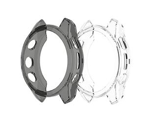 Ruentech Custodia protettiva compatibile con Garmin Fenix 7, set di accessori in TPU protettiva in silicone per la custodia protettiva antiurto e infrangibile per Garmin Fenix 7 (nero + trasparente)
