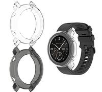 RuenTech - Custodia protettiva per Amazfit GTR da 47 mm, in morbido TPU, con telaio di protezione integrale (nero + chiaro)