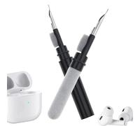 RuenTech Detergente per Jabra Elite 75t/65t/Active 75t/7 Pro & 3/4/5/7/8/10 - Design a forma di penna 3 in 1 con spugna floccata, spazzola e punta in metallo - nero+nero