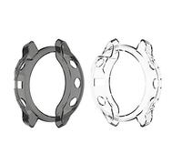 RuenTech Ersat - Custodia protettiva compatibile con Garmin Fenix 6s Pro Saphir Sapphire, pellicola protettiva in TPU, protezione completa antigraffio (nero + trasparente)