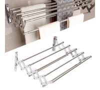 RUETERY Stendibiancheria da parete in acciaio inox, pieghevole, stendibiancheria da parete con 5 aste, portasciugamani in metallo per bagno, larghezza 42-80 cm