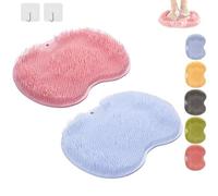 Rufenpurify Silicone Shower Foot Scrubber Mat - for Back/Feet,Wall-Mounted Non-Slip Suction Cups & Non-Slip,Bottom Suction Cup is Non-Slip No Shed,Moderate Hardness Obvious Clean Effect (Mix-A)
