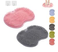 Rufenpurify Silicone Shower Foot Scrubber Mat - for Back/Feet,Wall-Mounted Non-Slip Suction Cups & Non-Slip,Bottom Suction Cup is Non-Slip No Shed,Moderate Hardness Obvious Clean Effect (Mix-C)