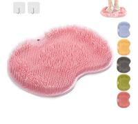 Rufenpurify Silicone Shower Foot Scrubber Mat - for Back/Feet,Wall-Mounted Non-Slip Suction Cups & Non-Slip,Bottom Suction Cup is Non-Slip No Shed,Moderate Hardness Obvious Clean Effect (Pink)