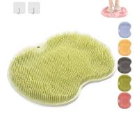 Rufenpurify Silicone Shower Foot Scrubber Mat - for Back/Feet,Wall-Mounted Non-Slip Suction Cups & Non-Slip,Bottom Suction Cup is Non-Slip No Shed,Moderate Hardness Obvious Clean Effect (Green)