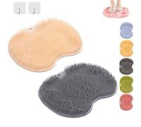 Rufenpurify Silicone Shower Foot Scrubber Mat - for Back/Feet,Wall-Mounted Non-Slip Suction Cups & Non-Slip,Bottom Suction Cup is Non-Slip No Shed,Moderate Hardness Obvious Clean Effect (Mix-B)
