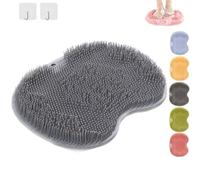 Rufenpurify Silicone Shower Foot Scrubber Mat - for Back/Feet,Wall-Mounted Non-Slip Suction Cups & Non-Slip,Bottom Suction Cup is Non-Slip No Shed,Moderate Hardness Obvious Clean Effect (Grey)