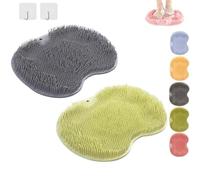 Rufenpurify Silicone Shower Foot Scrubber Mat - for Back/Feet,Wall-Mounted Non-Slip Suction Cups & Non-Slip,Bottom Suction Cup is Non-Slip No Shed,Moderate Hardness Obvious Clean Effect (Mix-E)