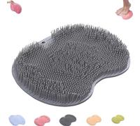 Rufenpurify Silicone Shower Foot Scrubber Mat, Solespa Hands-Free Silicone Foot Scrubber Mat, with Non-Slip Suction Cups and Drain Holes (Gray)
