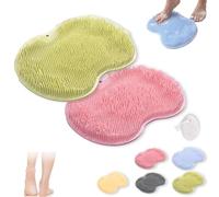 Rufenpurify - Tappetino in silicone per doccia e piedi, con ventose antiscivolo e fori di scarico, facile da pulire (2 pezzi)