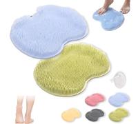 Rufenpurify - Tappetino in silicone per la doccia, con ventose antiscivolo e fori di scarico, facile da pulire (2 pezzi)