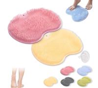 Rufenpurify - Tappetino in silicone per la doccia, con ventose antiscivolo e fori di scarico, facile da pulire (2 pezzi)