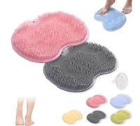 Rufenpurify - Tappetino in silicone per la doccia, con ventose antiscivolo e fori di scarico, facile da pulire (2 pezzi)