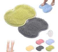 Rufenpurify - Tappetino in silicone per la doccia, con ventose antiscivolo e fori di scarico, facile da pulire (2 pezzi) F)