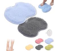 Rufenpurify - Tappetino in silicone per la pulizia dei piedi della doccia, con ventose antiscivolo e fori di scarico, facile da pulire (2 pezzi)