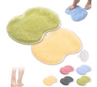 Rufenpurify - Tappetino in silicone per la pulizia dei piedi della doccia, con ventose antiscivolo e fori di scarico, facile da pulire (2 pezzi)