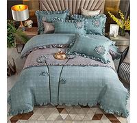 Ruffer Chic con Fiori Fatti a Mano Copertina per Trapunta per Letto Chiusura con Cerniera 100% Cover Piumino Trapunta Morbida Set 4pcs Piena Regina 1. 8m Letto-4 (Colore: 3) (1)
