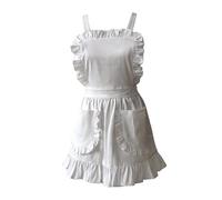 Ruffles White Maid Apron Full Body con 2 tasche costume da cosplay per
