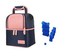Rufun Borsa Termica per Biberon, PortaBiberon Isotermico, Zaino Impermeabile, 2 Pacchi di Ghiaccio inclusi (Rosa)