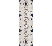 RUG BRANCH Savannah - Tappeto per interni, 50 x 40 cm, dimensioni esatte, 7,6 x 40,6 cm, stile boho, colore: blu e beige, stile contemporaneo, per ingresso, corridoio, bagno e cucina