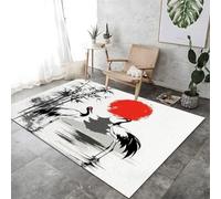 Rug Elegant Gold Line Geometry Print Large Area Rug Black Home Carpet - Indoor Doorway Non-Slip Floor Mat Carpet Polyester Fiber Easy To Clean Washable Rugs,