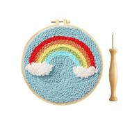 Rug Hooking Kit, Latch Hook Rug Kit, Handcraft DIY Knitting Wool Embroidery with Punch, Easy Making (rainbow)