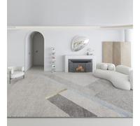 Rug-QJDDUP Tappeto Salotto 140 x 160 cm Tappeti Grandi Moderno Lavabile Camera da Letto Tappeto Pelo Corto Antiscivolo Morbido Tappeti Moderni Linee geometriche moderne grigio blu