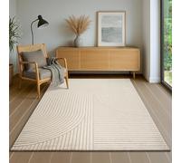 Rug-QJDDUP Tappeto Salotto 140 x 160 cm Tappeti Grandi Moderno Lavabile Camera da Letto Tappeto Pelo Corto Antiscivolo Morbido Tappeti Moderni Linee geometriche moderne beige
