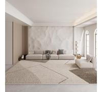 Rug-QJDDUP Tappeto Salotto 140 x 160 cm Tappeti Grandi Moderno Lavabile Camera da Letto Tappeto Pelo Corto Antiscivolo Morbido Tappeti Moderni Linee geometriche moderne beige marrone