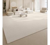 Rug-QJDDUP Tappeto Salotto 140 x 160 cm Tappeti Grandi Moderno Lavabile Camera da Letto Tappeto Pelo Corto Antiscivolo Morbido Tappeti Moderni Linee geometriche moderne bianche