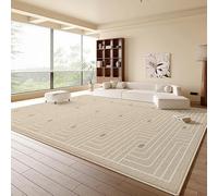 Rug-QJDDUP Tappeto Salotto 140 x 160 cm Tappeti Grandi Moderno Lavabile Camera da Letto Tappeto Pelo Corto Antiscivolo Morbido Tappeti Moderni Linee geometriche moderne beige