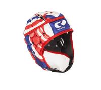 RUGBIER - Casco da rugby professionale Air-Pro - Adulti e Giovani Unisex - Regolabile - Protezione testa imbottita - Modello Circle Blu/Rosso/Bianco (Small)