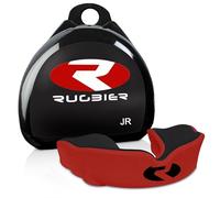 RUGBIER - Paradenti Rugby - Duo Gel Termomodellabile - Taglia Adulti e Bambini - Unisex - Protezione Dentale Avanzata (ROJO/NEGRO, JUNIOR)