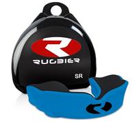 RUGBIER - Paradenti Rugby - Duo Gel Termomodellabile - Taglia Adulti e Bambini - Unisex - Protezione Dentale Avanzata (AZUL/NEGRO, SENIOR)