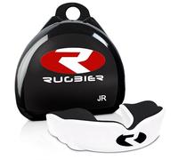 RUGBIER - Paradenti Rugby - Duo Gel Termomodellabile - Taglia Adulti e Bambini - Unisex - Protezione Dentale Avanzata (BLANCO/NEGRO, JUNIOR)
