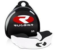RUGBIER - Paradenti Rugby - Duo Gel Termomodellabile - Taglia Adulti e Bambini - Unisex - Protezione Dentale Avanzata (BLANCO/NEGRO, SENIOR)