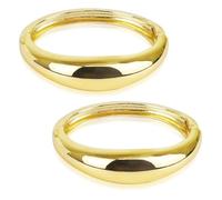 RUGBOL 2 pezzi braccialetti d'oro, bracciale d'oro gioielli d'oro per donne braccialetto d'oro spesso semplice braccialetto aperto per donne ragazza (oro)