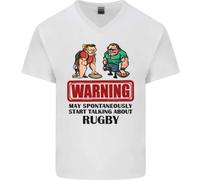 Rugby Maggio Start Talking About Divertente Birra Uomo Scollo A V Cotone T-Shirt