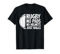 Rugby No Pads No Helmets Just Balls Giocatore di rugby Sport Fan Maglietta