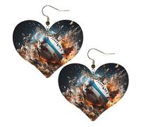 Rugby on Fire Stampe eleganti orecchini a forma di cuore leggeri accessori da donna perfetti per feste e San Valentino.