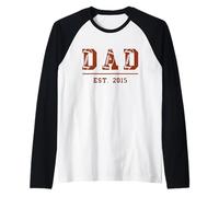 Rugby papà dal 2015 Compleanno Padre Festa Vintage Maglia con Maniche Raglan